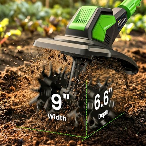 20V Battery Powered Tiller with 2 x 2.0Ah Batteries & Charger