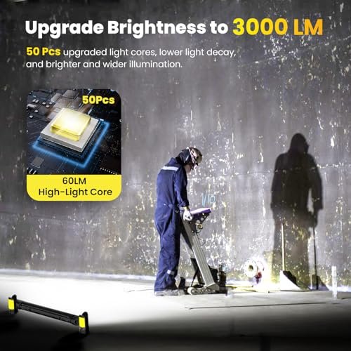 Etoolab - Work Light【AUTO ON/Off】 3000LM LED Work Light 5200mAh Under Hood Working Light with Hooks